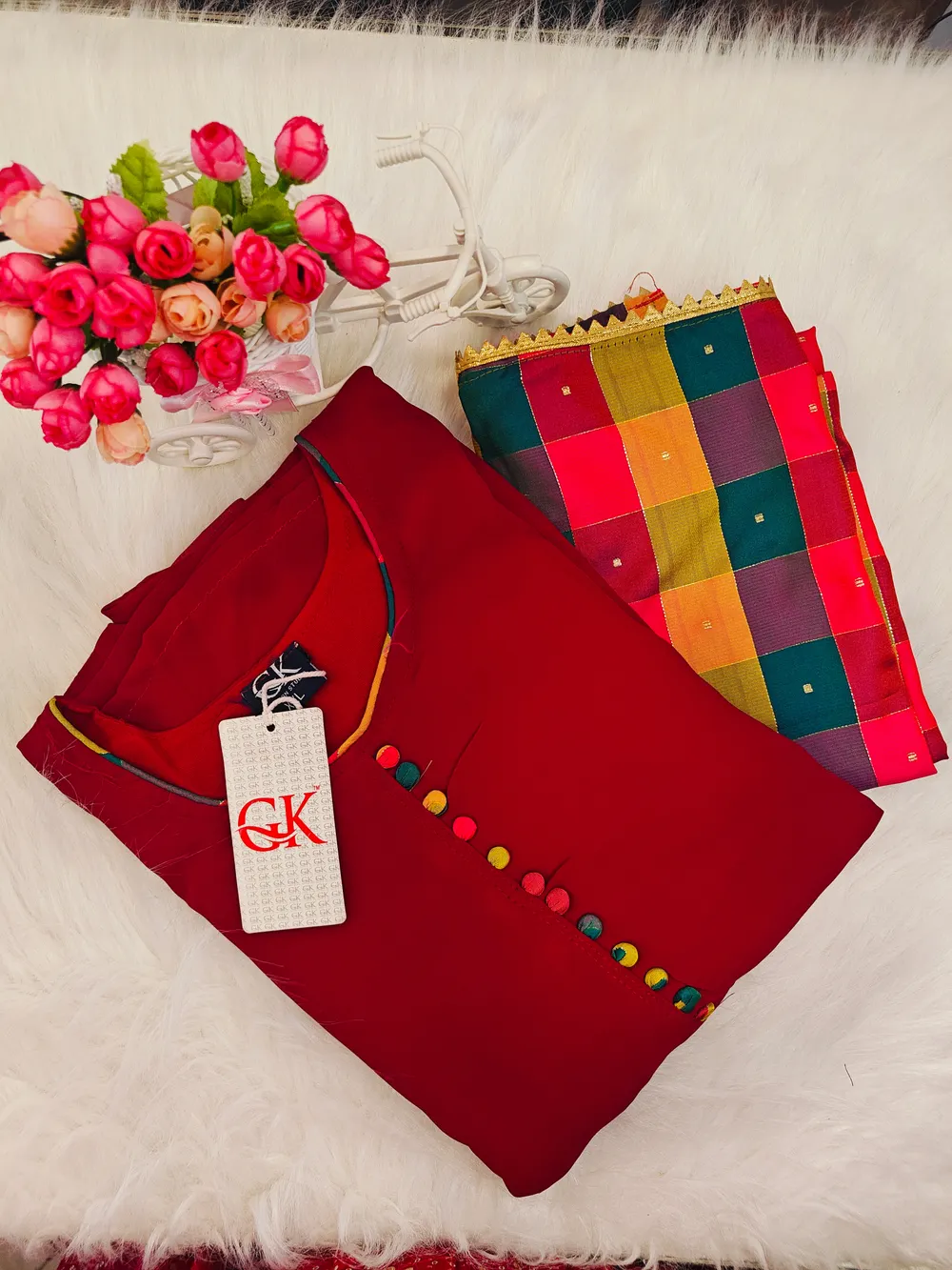CHECKED SHAWL ANARKALI KURTI AK26